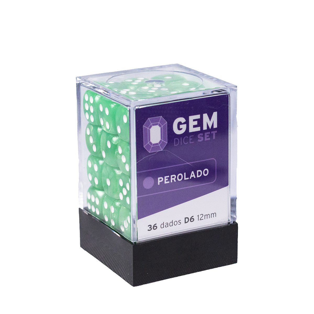 GEM Dice - 36 d6 de 12mm - Perolado - Verde Claro