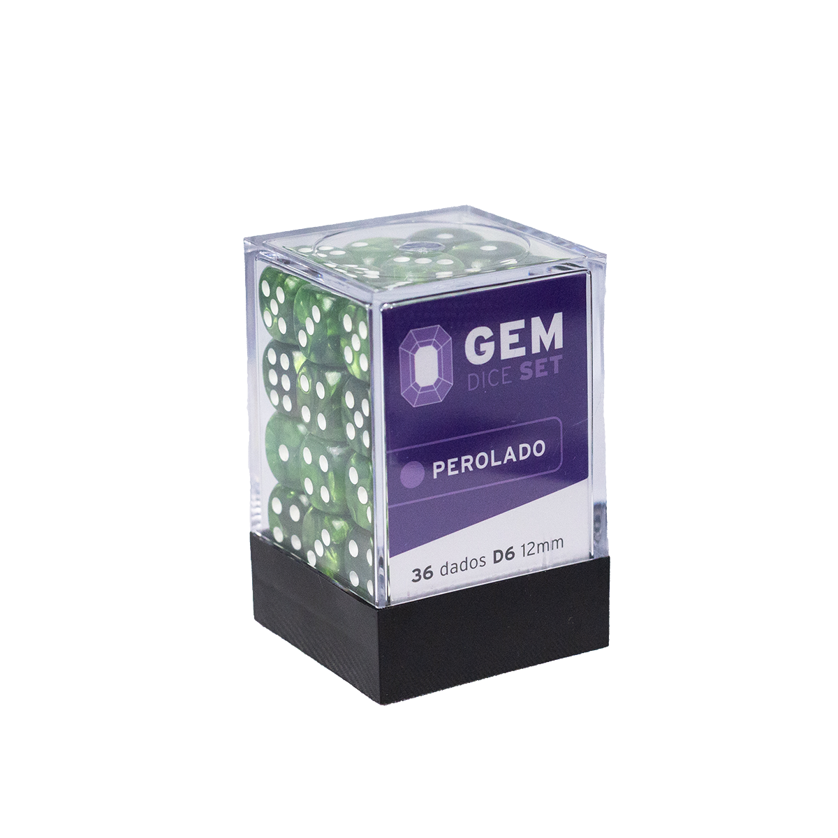 GEM Dice - 36 d6 de 12mm - Perolado - Verde