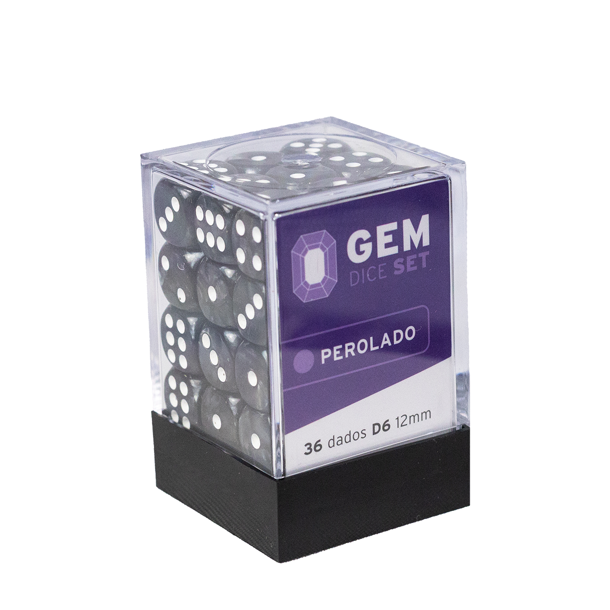 GEM Dice - 36 d6 de 12mm - Perolado - Preto