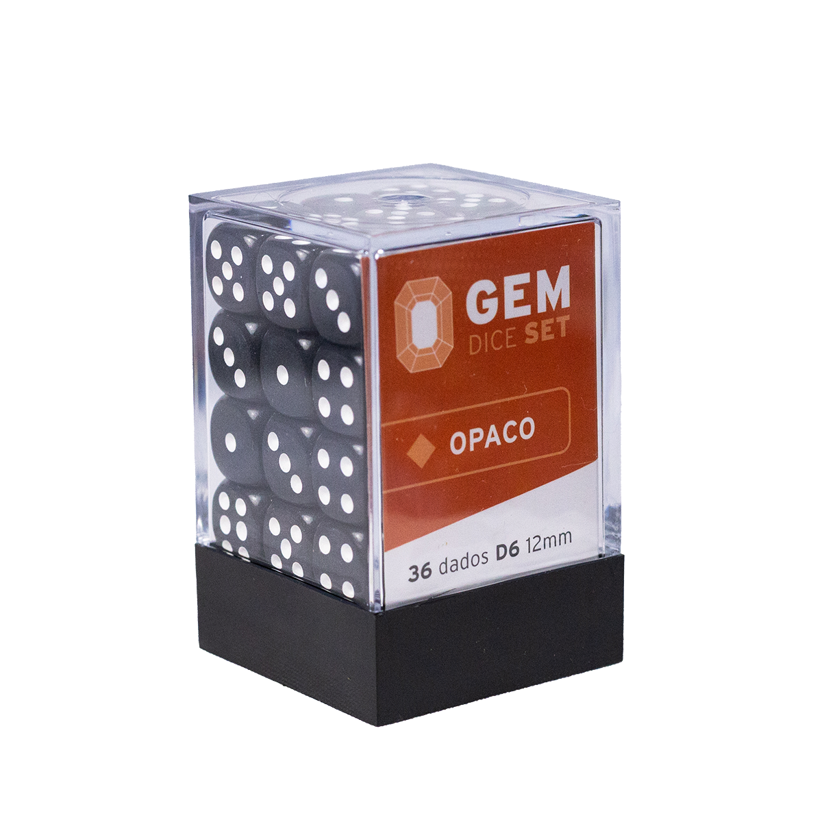 GEM Dice - 36 d6 de 12mm - Opaco - Preto