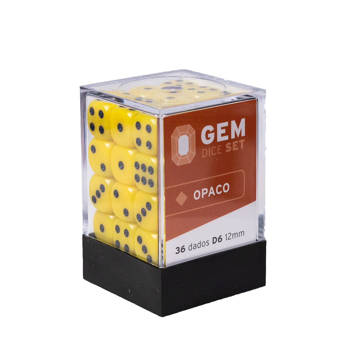 GEM Dice - 36 d6 de 12mm - Opaco - Amarelo / Preto