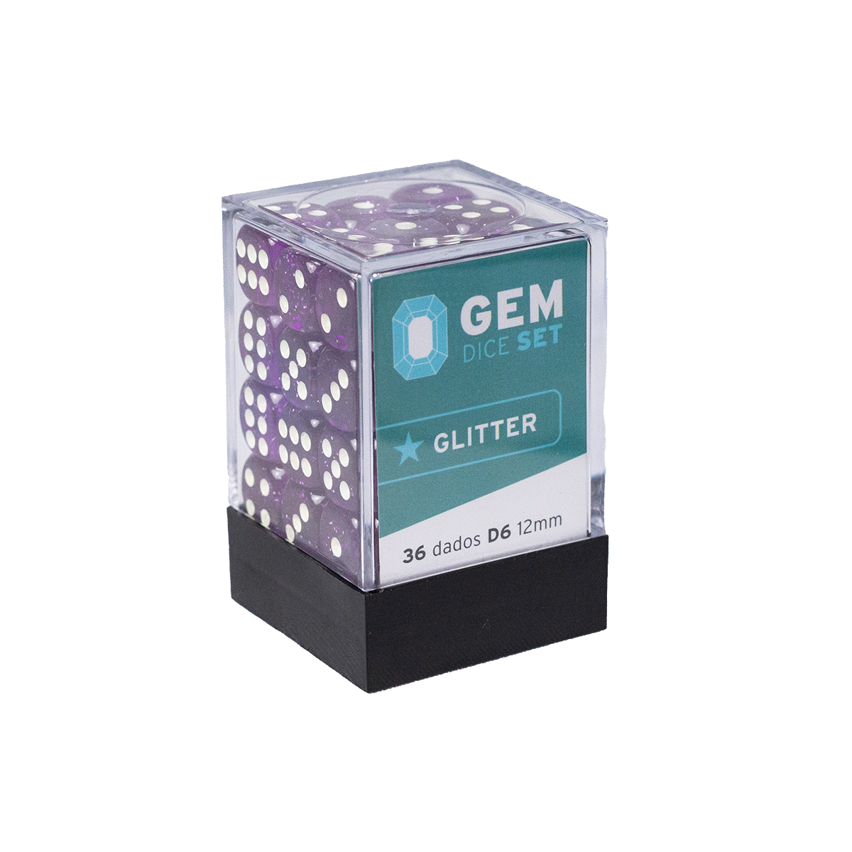 GEM Dice - 36 d6 de 12mm - Glitter - Roxo