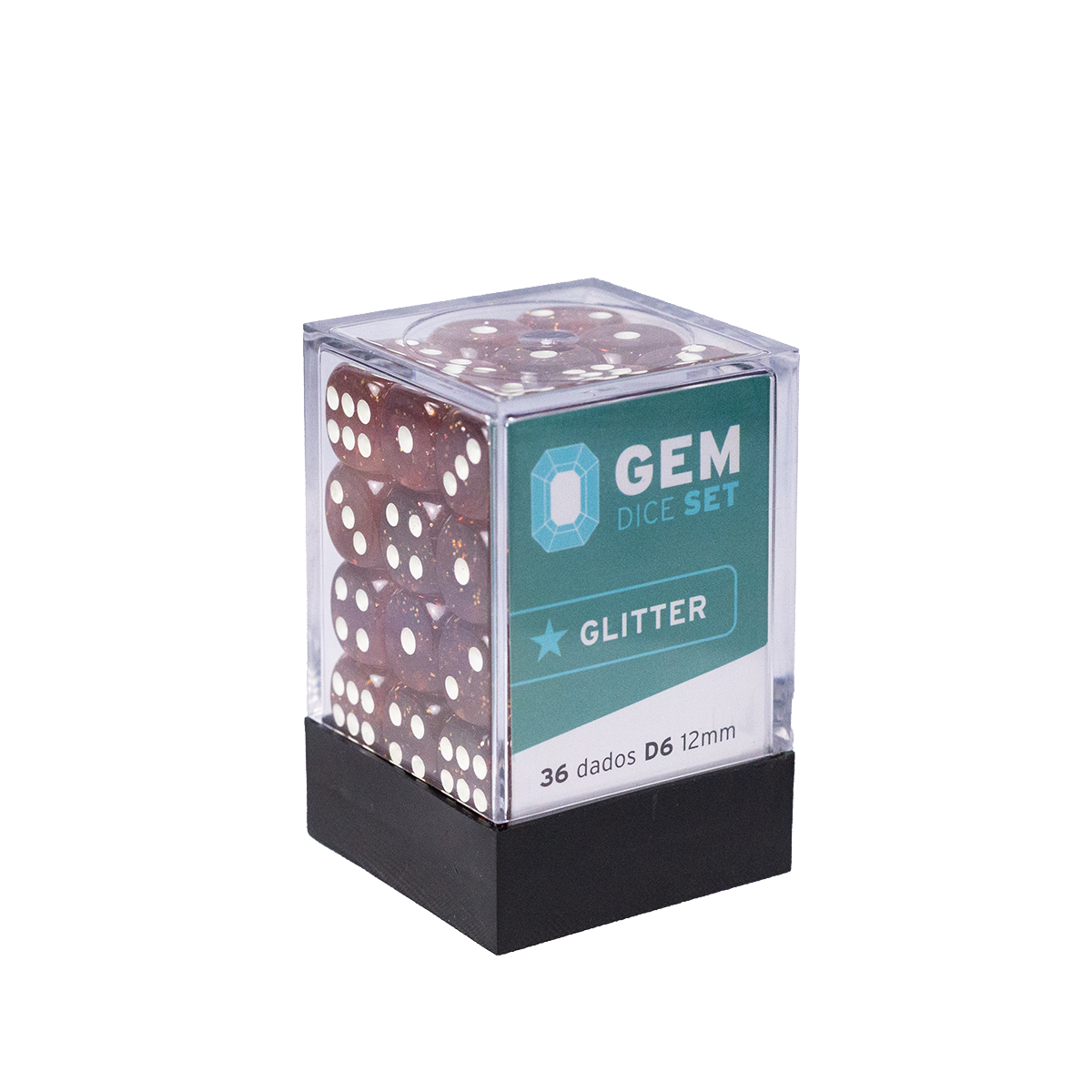 GEM Dice - 36 d6 de 12mm - Glitter - Marrom