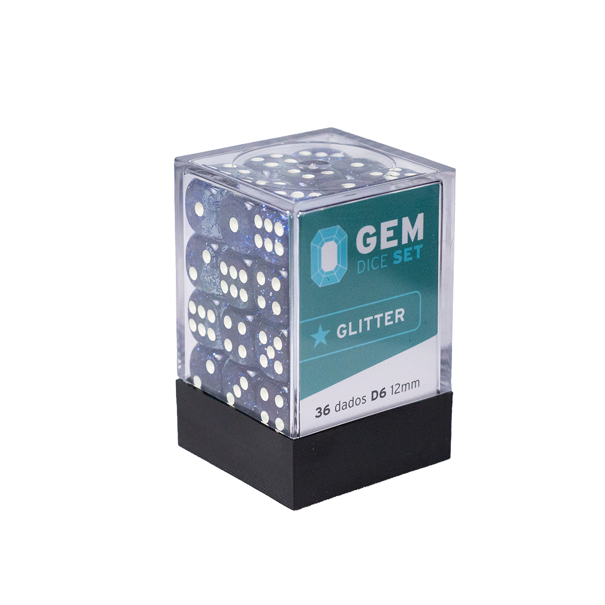 GEM Dice - 36 d6 de 12mm - Glitter - Azul Escuro