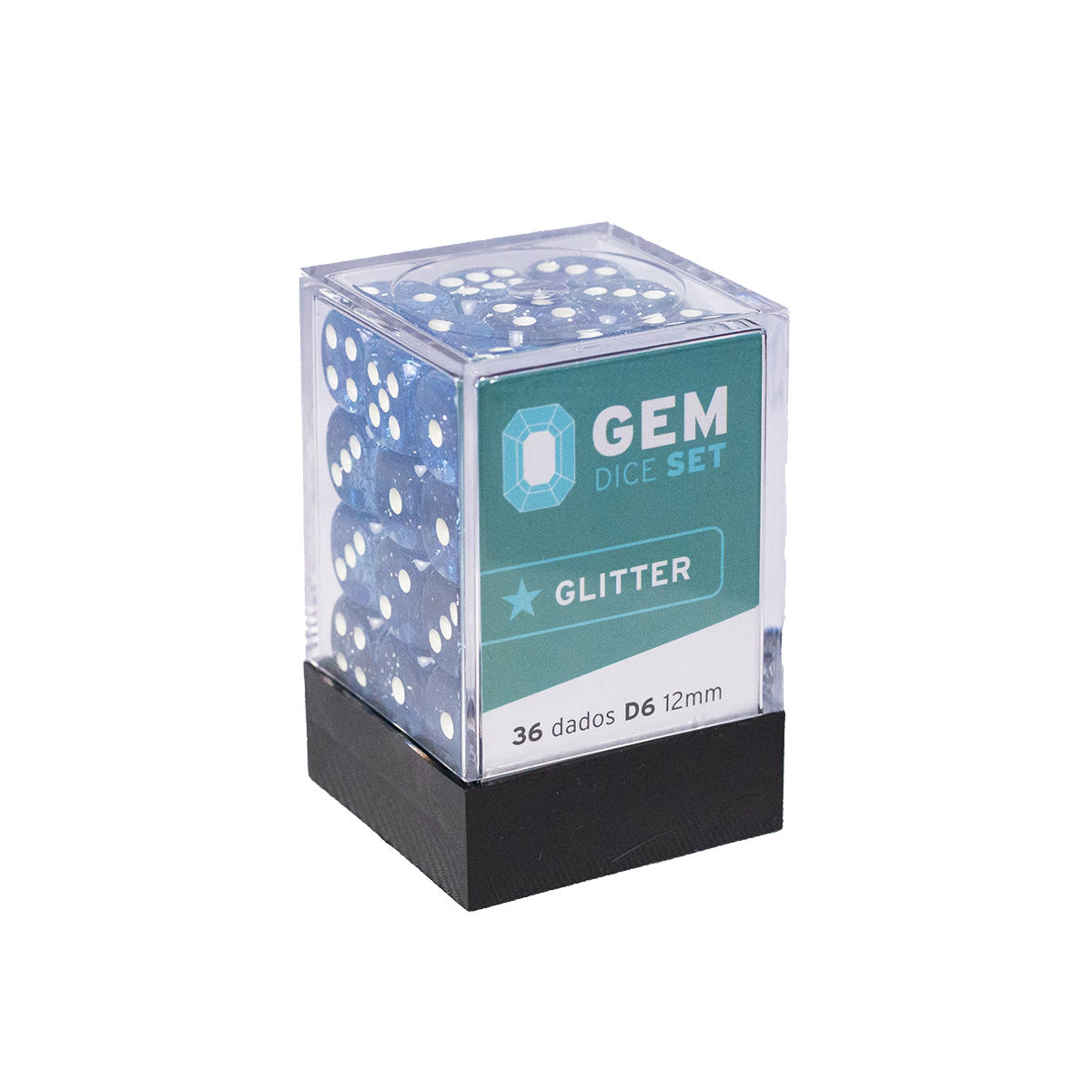 GEM Dice - 36 d6 de 12mm - Glitter - Azul