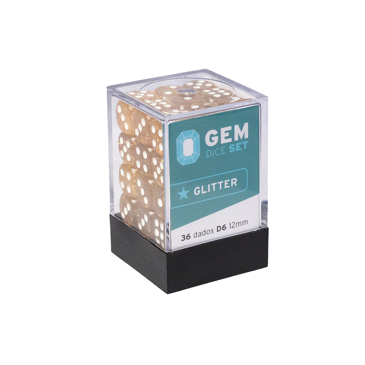 GEM Dice - 36 d6 de 12mm - Glitter - Amarelo